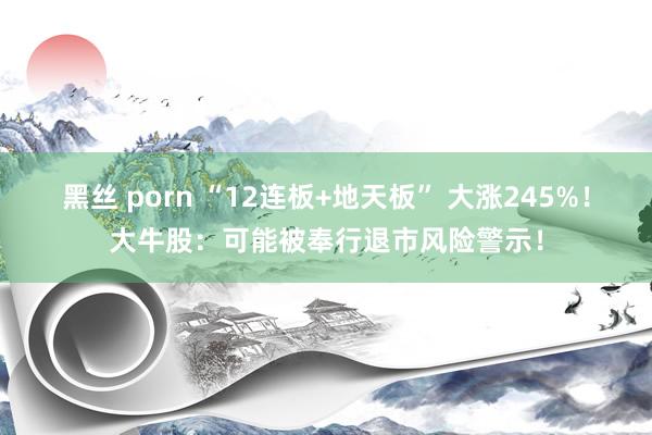 黑丝 porn “12连板+地天板” 大涨245%！大牛股：可能被奉行退市风险警示！