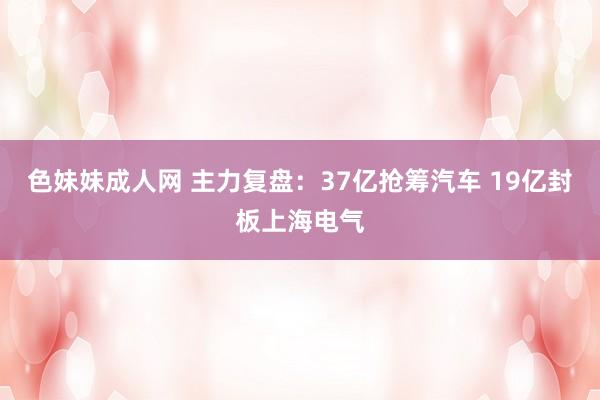色妹妹成人网 主力复盘：37亿抢筹汽车 19亿封板上海电气